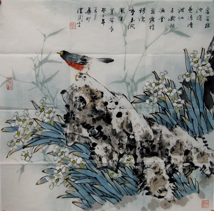 作品名称 花鸟 作者 吴湛圆 编号 12211 作品规格 68*68 价格 1600元